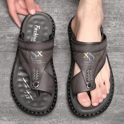 Zomer Jongens' Latex Zachtzool Slippers Strand Sandalen Grote Maat Visgraat Bovenkleding Antislip Pantoffels 39 grijs