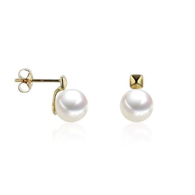 Luna-Pearls - 311.2069 - Oorbellen - 585/-Geel goud met Zoetwater gekweekte parel en Diamanten