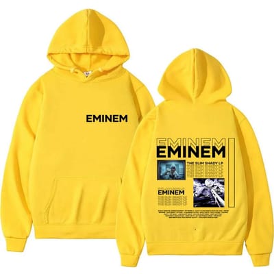 Rapper Eminem The Slim Shady LP Nieuwe Album Merch Hoodie Heren Retro Stijl Hip Hop Sweatshirt Y2K Popmuziek Lange Mouw Hoody L geel