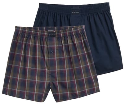 Tom Tailor - Korte boxershorts in een 2-pack - Maat S/4 - blue-dark-check