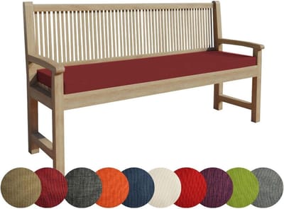 Bankkussen - Zitkussen Tuinbank - Buiten Ontspannen - Met Bevestigingslussen - 170x50x5 cm - Donkerrood