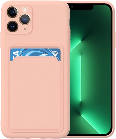 Silicone hoesje met pasjeshouder Geschikt voor iPhone 11 Pro Max - Telefoonhoesje - TPU - Lichtroze