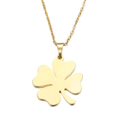 Fako Bijoux - Ketting Met Hanger - Stainless Steel - RVS - Staal - Klavertje Vier - Goudkleurig