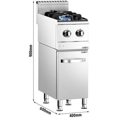 GGM Gastro Gasherd - 6,5 kW - 2 Brenner - inkl. Unterschrank Zilver