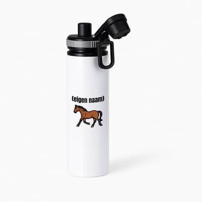 Hacebo® - rennend paard met eigen naam waterfles met draaidop grijs - Paarden - paarden liefhebbers - iemand die houdt van paarden - verjaardag - cadeau - kado - water fles - 850ML