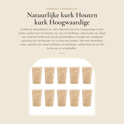 Dailygoods- Kurk Natuurlijke Kurk - Kurk voor Wijn/Bier - Set van 10 - Flexibel - Veilig en Milieuvriendelijk - Hoogwaardige Kwaliteit - Kurkstop