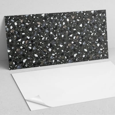 Coloray Wandpanelen Zelfklevend - Steenpatroon met fragmenten PVC Wandpaneel - 100 cm x 50 cm - Zwart Wandbekleding Zelfklevend - 1 stuk - Texturen Wandpanelen Zelfklevend - Wandbord Keuken - Wandpaneel Badkamer