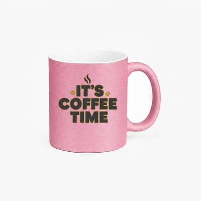 Roze Glitter Mok "It's Coffee Time" | Unieke Design Koffie Mok | Cadeau voor Koffieliefhebber