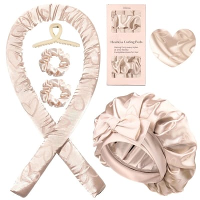Livano Zijden Slaapmuts - Satijnen Nachtmuts - Silk Bonnet - Sleep Cap - Haarverzorging - Satin - Verstelbaar - Voor Zacht & Stralend Haar - 5-Delige Set - Glanzend Goud