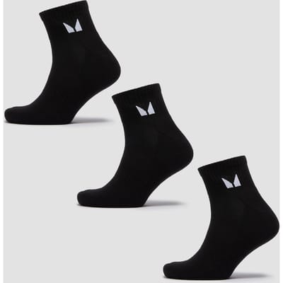 MP Unisex Ankle Socks (3 Pack) - Black - UK 2-5