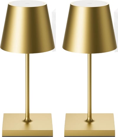 Tafellamp Oplaadbaar – 2 stuks - Draadloos en dimbaar – Touch lamp – 26 cm – Waterdicht - Goud