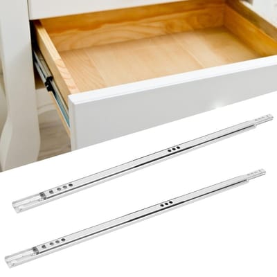 Ensemble 2 Pièces Tôle d'Acier Laminée à Froid Coulisse de Tiroir à Roulement à Billes Quincaillerie de Meuble 400x17mm
