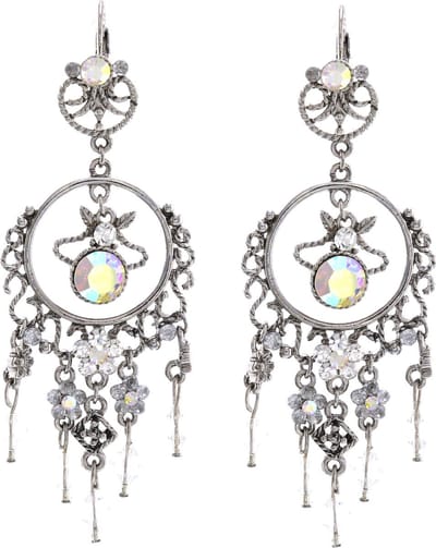 Behave - Dames oorbellen - Zilverkleur steentjes glam feest 8,5 cm