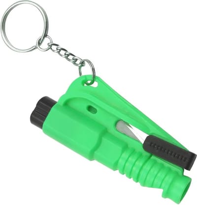 Noodhamer sleutelhanger | Veiligheidshamer | 3 in 1 | Groen | Auto hamer | Gordelsnijder | Autoruit breker | Noodfluit |