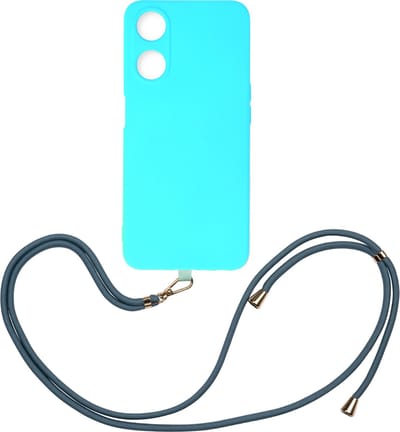Casemania Hoesje Geschikt voor Oppo A18 & A38 - Turquoise - Siliconen Back Cover met Koord - Telefoonhoesje met Koord - Crossbody Lanyard Cord Case