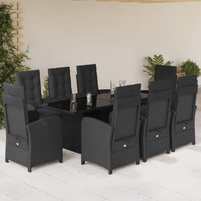 vidaXL - 9-delige - Tuinset - poly - rattan - zwart