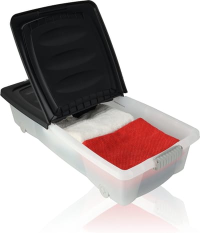 Opbergbox Onderbedbox 32L -Opbergbox wieltjes - Transparant -slaapkamer- Opbergbox met Deksel – 79x39x17 cm- Zwart- Op-320