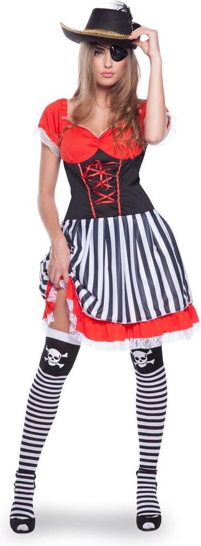 Piraat Jurk Vrouw - 2-delig- Verkleedkleding - Maat L/XL - Carnavalskleding