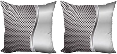 ABAKUHAUS Grijze Kussenhoes Set 2x45x45 cm – Dubbelzijdig bedrukt, Rits