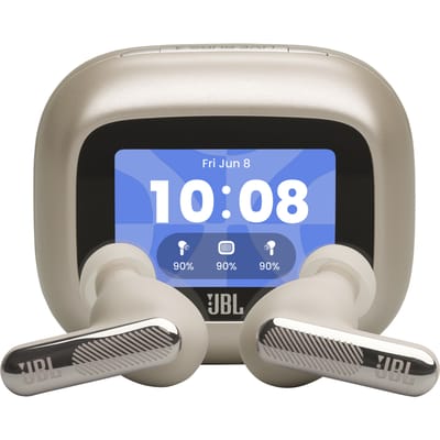 JBL Live Beam 4 – Draadloze Oortjes met Noise Cancelling – Smart Case met Touchscreen - True Wireless Bluetooth – 48 uur – Waterdicht – IP55 - Champagne/Beige