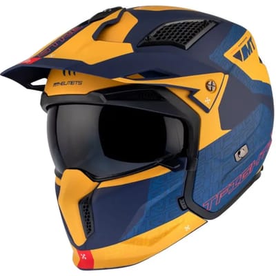 Motorcrosshelm met ombouwbaar vizier en afneembare kinband. MT Helmets Streetfighter Sv Totem C3 (Ece 22.06)