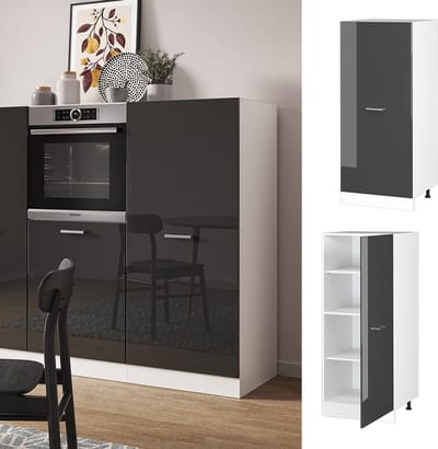 Ovenombouwkast 60 cm hoogglans antraciet/ wit - 143 cm hoog - modern design