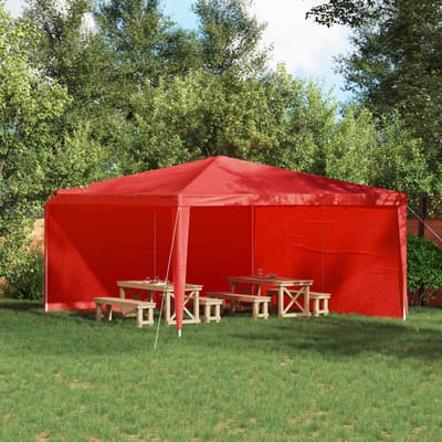 vidaXL - Party - Tent - Zijwand - 2 - st - 400 - x - 195 - cm - Rood - PE - en - staal