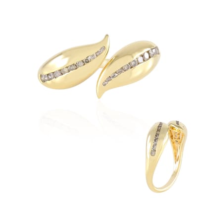 Cavill - Elegante damesring 18K goud verguld - 0,36 ct Afrikaanse briljant diamant champagne rond - 925 Sterling Zilver - Luxe ring channel zetting