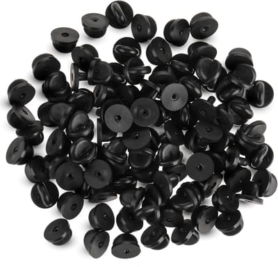 100 stuks rubberen pin-achterkant, vlindersluiting van rubber, speldje, reserversspeld voor spelden, maken van sieraden, hoeden, badges, uniform, zwart