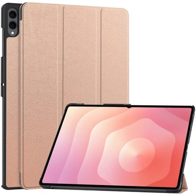 Tablet Hoes Geschikt voor Samsung Galaxy Tab S11 Ultra | Book Case met Standaard | Kunstlederen Beschermhoes | Tri-fold | Roze Goud