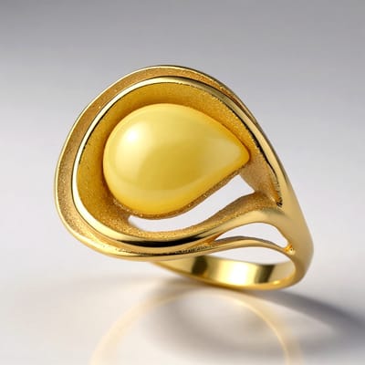 Cavill - Zilveren ring met vergulde accenten - 925 Sterling zilver - Mistige Baltische barnsteen 1 ct cabochon 11x8 mm - Elegant dames sieraad