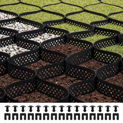 VEVOR Grindrooster, 75 mm diep, gazonrooster 7600 x 2900 mm, grindhoningraat, HDPE honingraatrooster, doorlatend geogrid voor opritstabilisatie, voor tuin, terras, looppad, camperparkeerplaats
