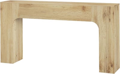 160 cm consoletafel, halmeubel met eiken afwerking, smalle tafel voor hal en woonkamer, moderne achter-de-bank-tafel, eikenkleur