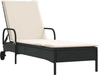 Tuinligstoel - Zonnebed Stoel - Buiten Ontspannen - 3-voudig Verstelbaar - 61 x 200 cm - Zwart