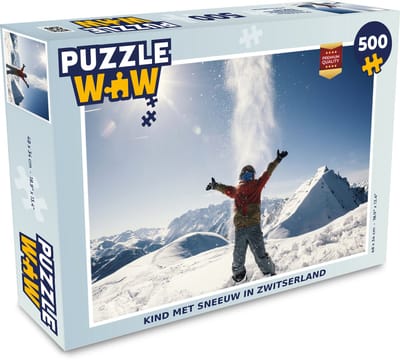 Puzzel Kind met sneeuw in Zwitserland - Legpuzzel - Puzzel 500 stukjes