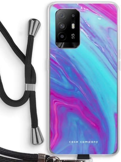Case Company® - Hoesje met koord geschikt voor Oppo A94 5G hoesje met Koord - Zweverige regenboog - Telefoonhoesje met Zwart Koord - Bescherming aan alle Kanten en Over de Schermrand