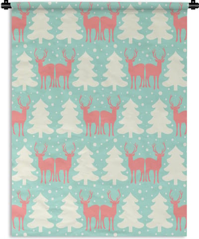 Wandkleed - Wanddoek - Hert - Patroon - Roze - 90x120 cm - Wandtapijt