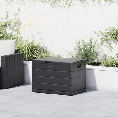 Tuinkist Opbergbox - Buitenbox Tuinbank - Buiten Spullen Opbergen - Weerbestendig Kunststof - 77.5 x 54.5 x 53 cm - Antraciet
