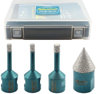 Diamant tegelboorset, 6/6/8 mm, diamantboorkroon, gatenzaag met 20 mm vingerfrees voor porselein, tegels, graniet, marmer