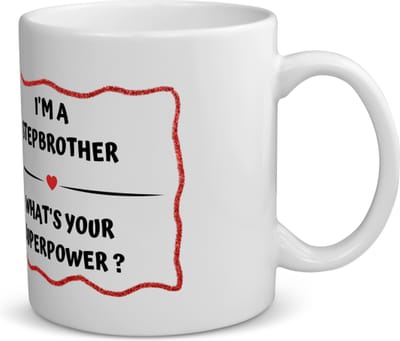 Akyol - i'm a stepbrother what's your superpower? koffiemok - theemok - Broer - super stiefbroer - verjaardag - cadeautje voor broer - broer artikelen - kado - geschenk - 350 ML inhoud