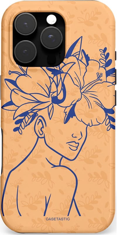 Casetastic hoesje geschikt voor Apple iPhone 16 Pro - MagSafe - Dubbellaagse bescherming - Lijn en Bloesem - Fashion Case - Perzik