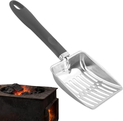 Aszeef - Schep - Open haard reinigen - Hittebestendig staal - 32.5 cm - Zilverkleurig