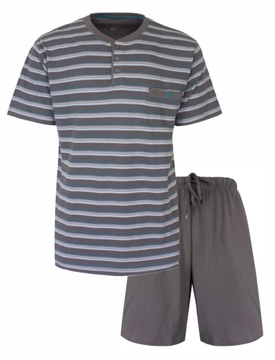 Paul Hopkins Heren Shortama - Polohals met knoopjes - Licht Blauw - Maat S