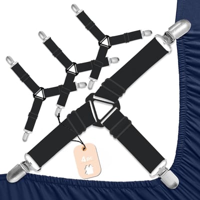 BOTC Lakenspanners - Dekbedclips - Dekbed klemmen - 4 stuks - Stevige klemmen - Verstelbaar - Zwart