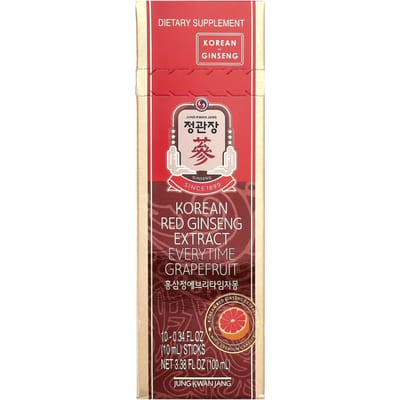 Koreaans Rood Ginseng Extract, Everytime, Grapefruit, 10 stuks, 10 ml (0.34 fl oz) Elk