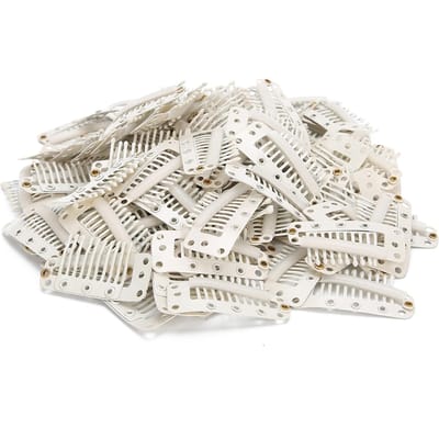 100 stuks 10 Tanden Pruik Clip Roestvrij Staal DIY Haarpstuk Drukknop Clip voor HaarverlengingBeige beige