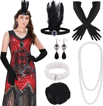 1920s Flapper Jurk met Franje en Pailletten voor Vrouwen - Gatsby Stijl, Roaring 20s Kostuums en Accessoires