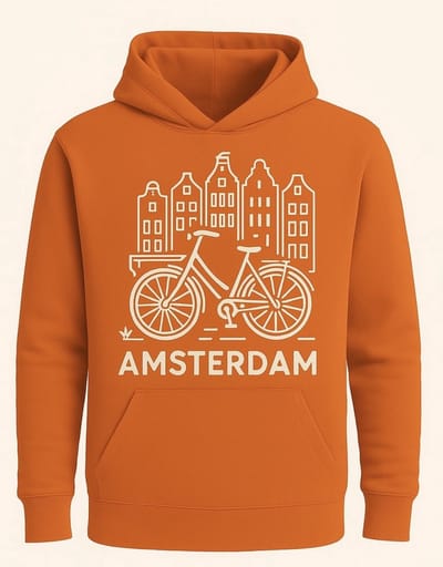Hoodie Fiets Amsterdam - Oranje - S