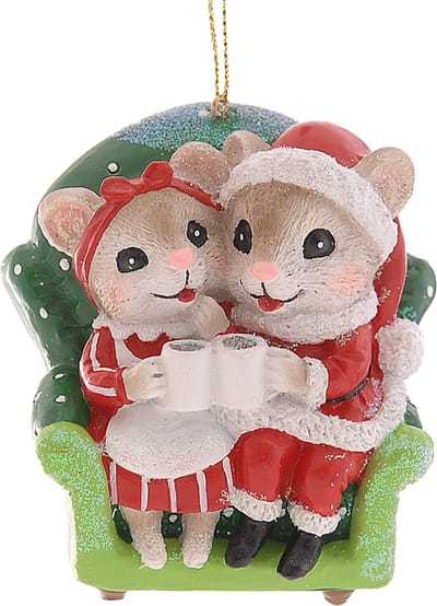 Viv! Christmas Kerstornament - Knusse Muisjes met Warme Chocolademelk - rood groen - 8cm