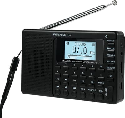 Draagbare Radio - AM FM Ontvanger - Noodgeval Kamperen - Met Opnamefunctie - 12 x 8 x 2 cm